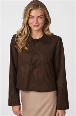 Nilo Faux Suede jacket - Dark Brown